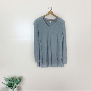 [J. Jill] Light Gray Long Sleeve V-neck Longline Tunic Sweater